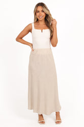Alex Linen Midi Skirt - Oatmeal