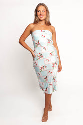 Benton Strapless Midi Dress - Cherry Print