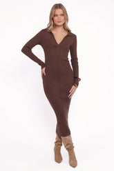 Collins Long Sleeve Midi Dress - Chocolate