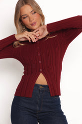 Hatte Cardigan Top - Dark Cherry