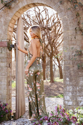 Holly Halterneck Jumpsuit - Olive Floral