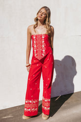 Ilara Pant - Red Floral
