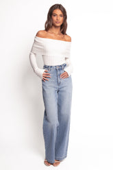 Inora Off Shoulder Knit Top - White