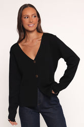 Jett Large Button Cardigan - Black