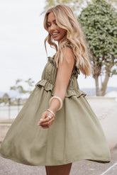 Orion Frill Strap Mini Dress - Olive