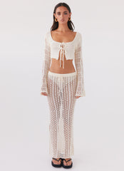 Rosalina Crochet Long Sleeve Top - Natural