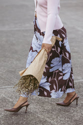 Angie Midi Skirt - Blue Poppies