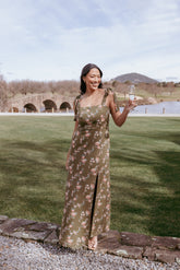 Renita Maxi Dress - Olive Floral