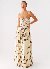 Rhea Ruched Maxi Dress - Buttercream Bliss