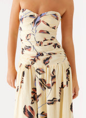 Rhea Ruched Maxi Dress - Buttercream Bliss