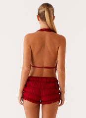 Rio Dreams Cowl Neck Halter Top - Red