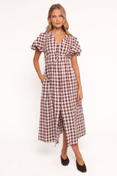 Robinson Maxi Dress - Brown Gingham