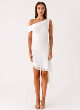 Rylee One Shoulder Midi Dress - White