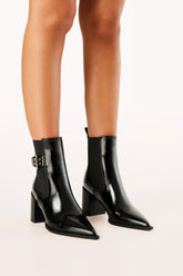 Sevara Booties - Black Crinkle Patent