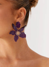 Siesta Flower Earrings - Purple