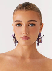 Siesta Flower Earrings - Purple