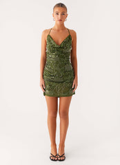 Seona Beaded Dress - Khaki