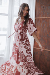 Shanae Maxi Dress - Pink Brown Paisley