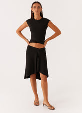 Shes A Lady Midi Skirt - Black