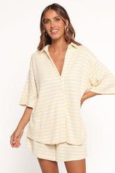 Sunny Knitted Short Set - Yellow Stripe