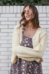 Sybil Button Front Cardigan - Butter Yellow