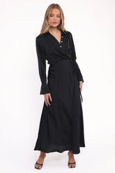Verna Long Sleeve Maxi Dress - Black
