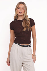 Vivian Mesh Tee - Brown