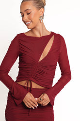 Wella Ruched Knit Top - Berry