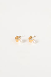 Callie Pearl Hoop Earrings - Gold