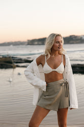 Roxy Faux Wrap Skort - Taupe