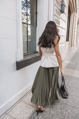 Polina Pleated Maxi Skirt - Olive