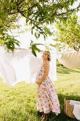 Simona Maxi Dress - Pink Floral Tile