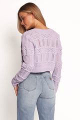 Aidy Crop Button Front Cardigan - Lilac