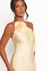 Aila Rosette One Shoulder Dress - Butter Yellow