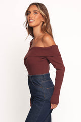Aleena Knit Top - Chocolate Brown