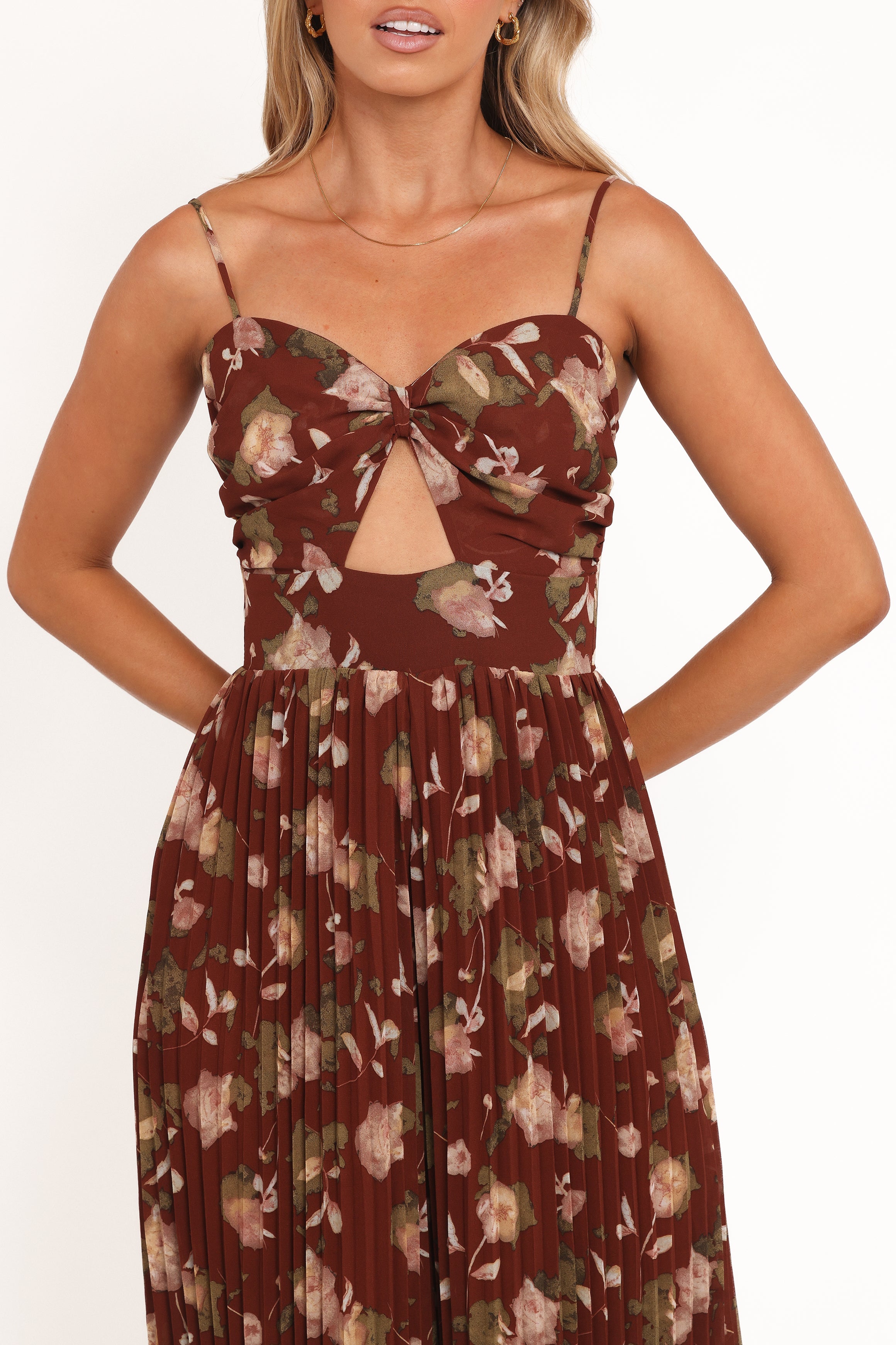 Alice Wide Leg Jumpsuit - Brown Floral