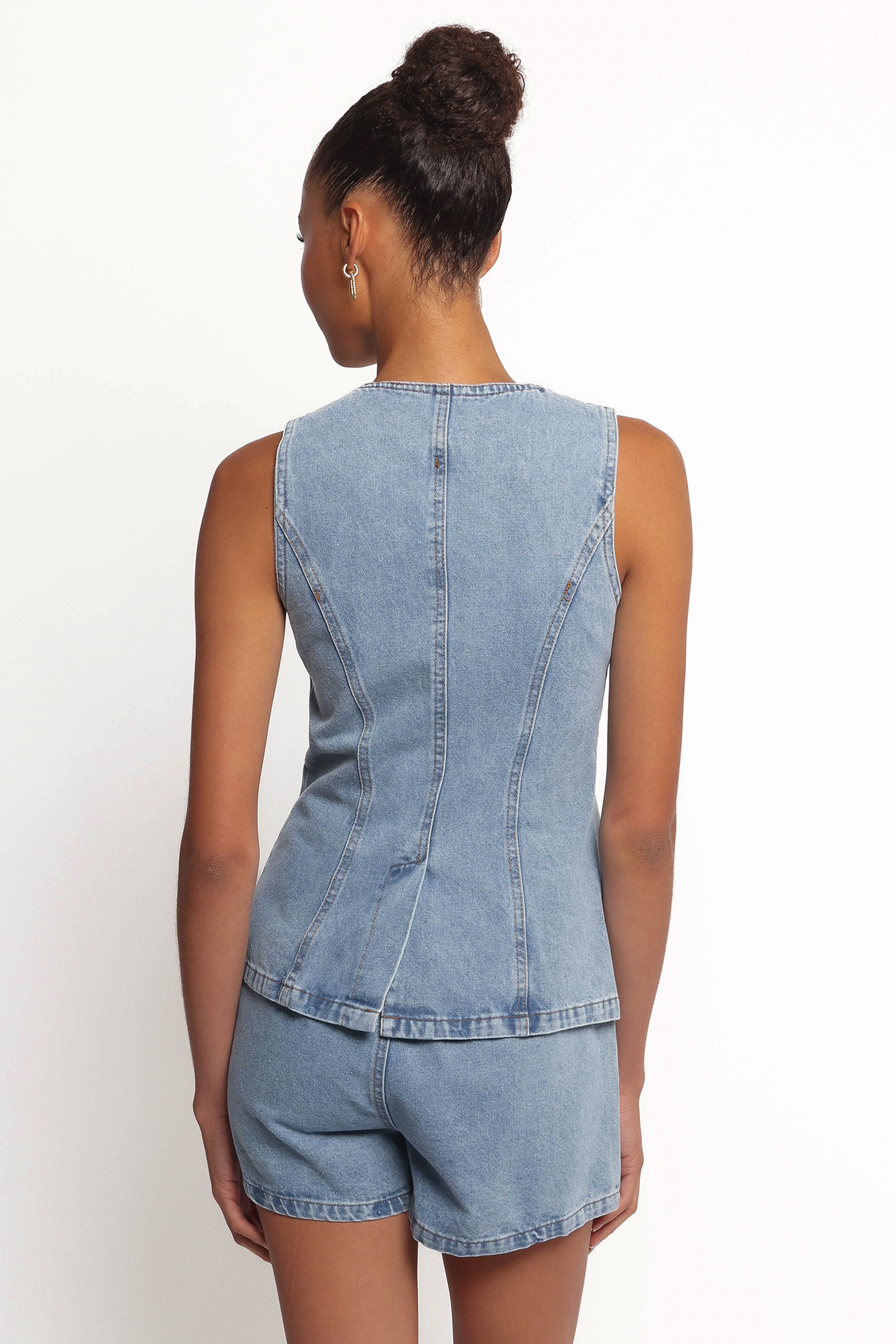 Almana Denim Short Set - Medium Blue