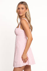 Althea Mini Dress - Pink Gingham