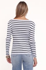 Alvina Knit Top - White Black Stripe