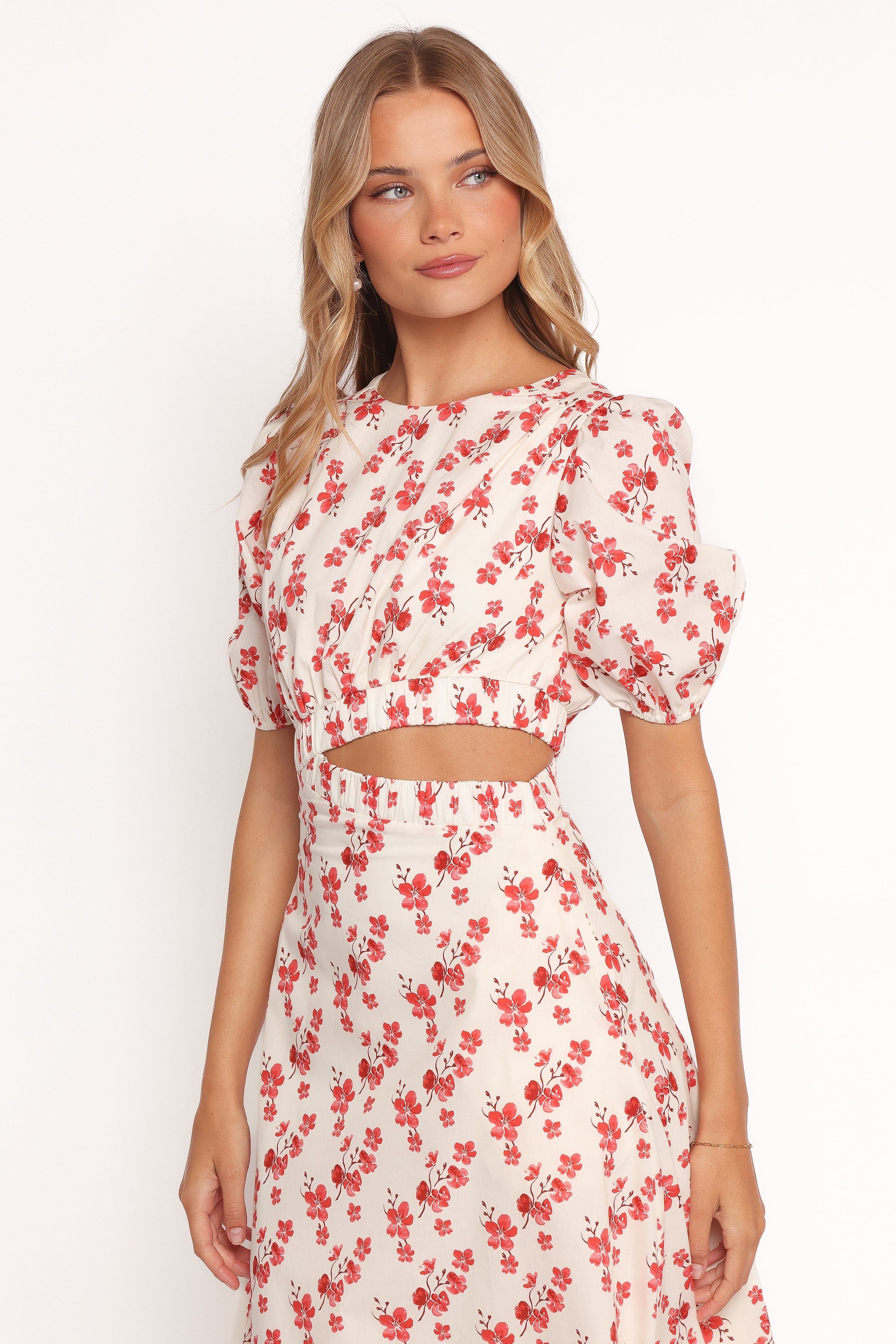 Aminah Puff Sleeve Dress - Red Floral