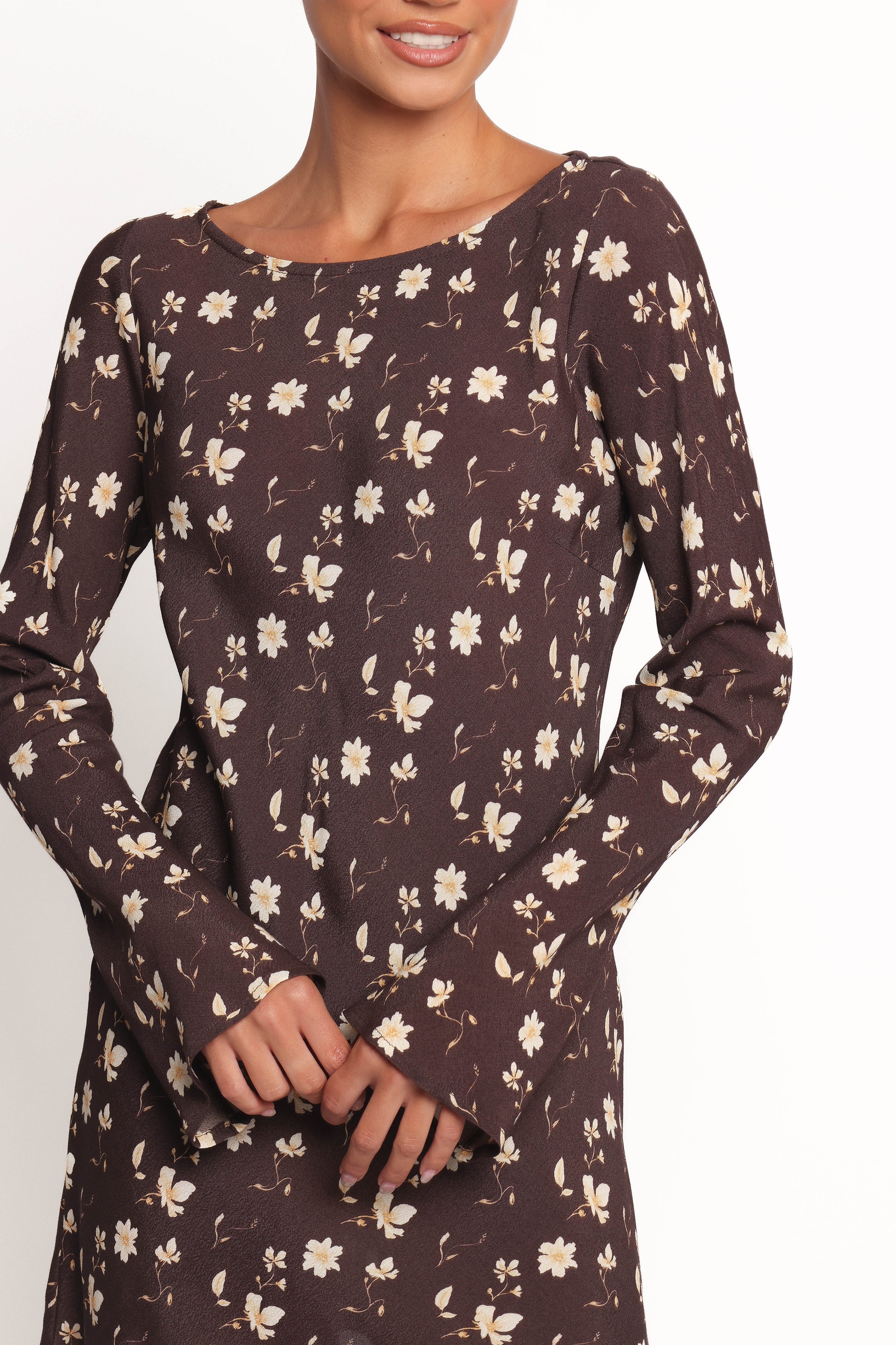 Amity Mini Dress - Brown Floral