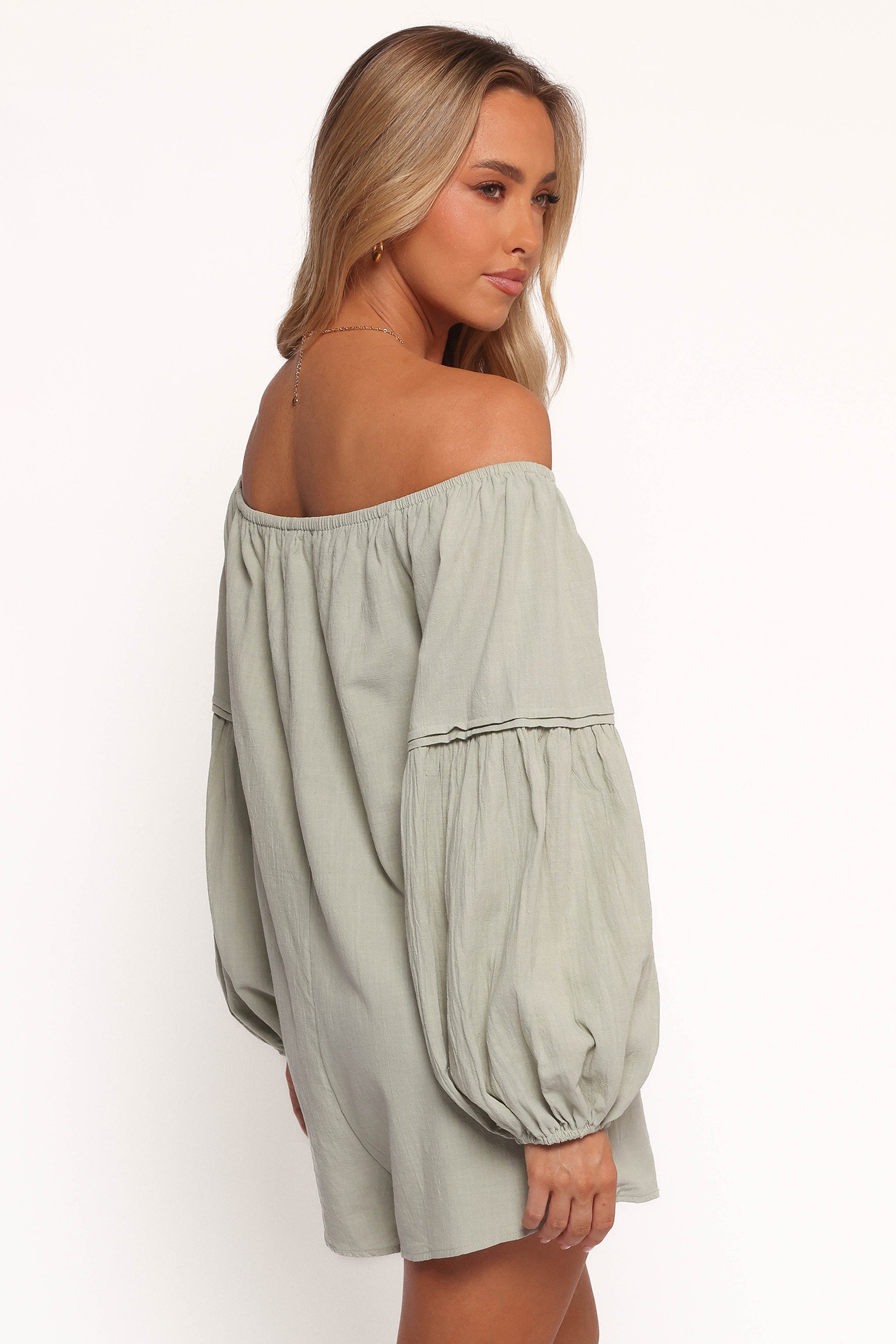 Anette Long Sleeve Romper - Sage