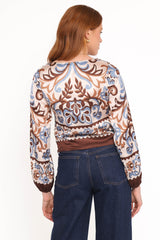 Aoife Top - Ivory Brown Blue