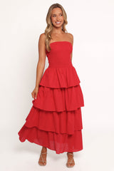 Arcadia Maxi Strapless Dress - Red