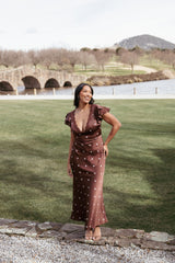 Arella Maxi Dress - Brown Polka Dot
