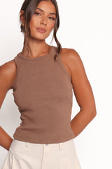 Ari Ribbed Tank - Mocha
