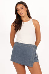 Ashton Denim Skort - Medium Wash