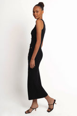 Aspen Button Up Knit Dress - Black