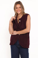 Avery Knit Vest - Wine
