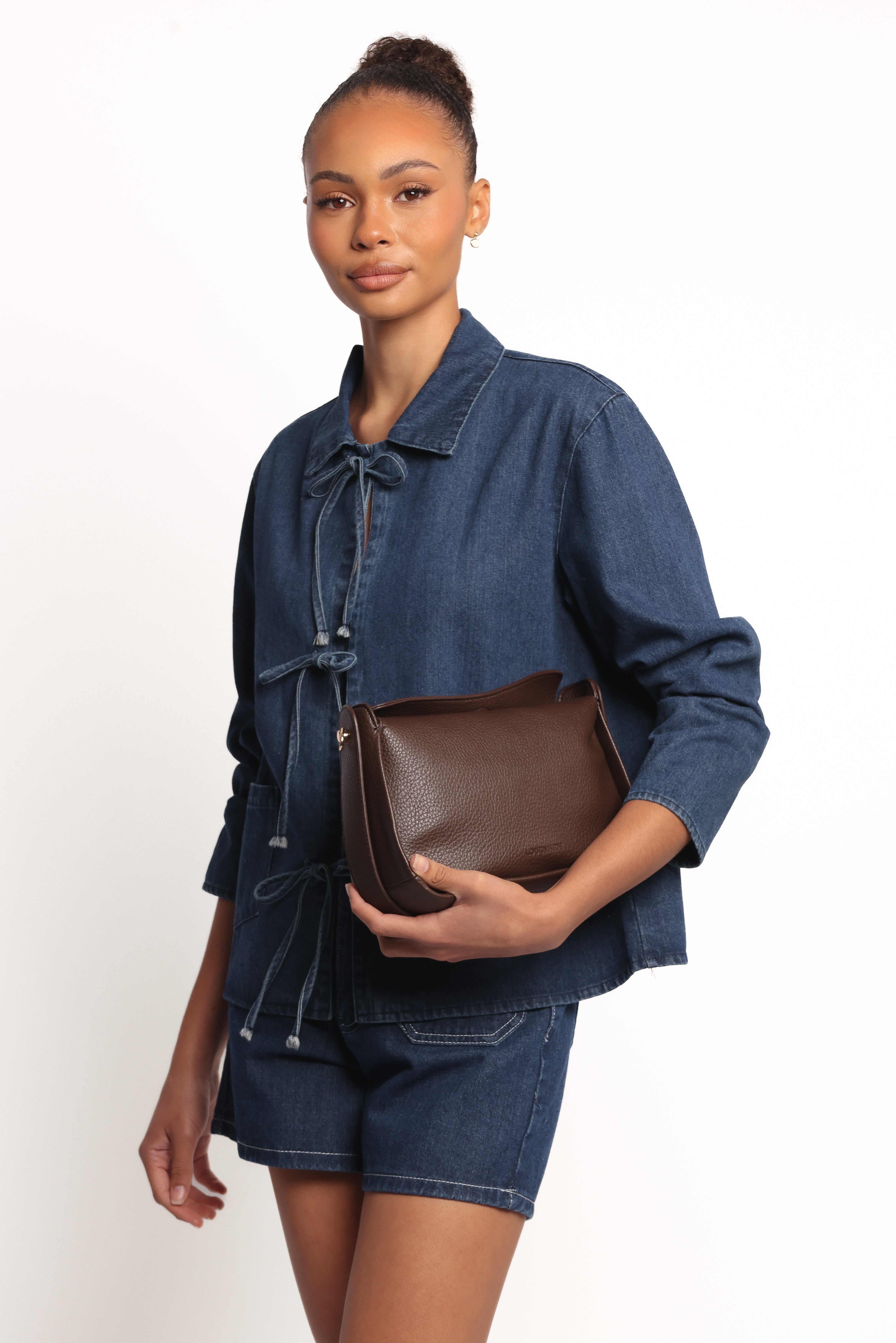 Avon Bow Front Denim Shacket - Denim